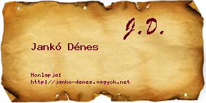 Jankó Dénes névjegykártya